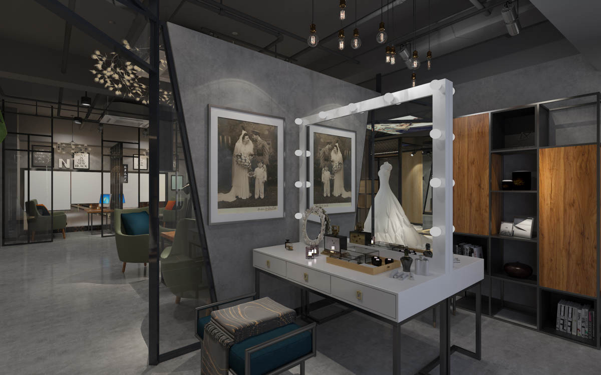 合肥婚紗攝影工作室300平方工業(yè)風(fēng)展廳空間裝修設(shè)計(jì)(圖3) 合肥婚紗攝影工作室300平方工業(yè)風(fēng)展廳空間裝修設(shè)計(jì)(圖3)