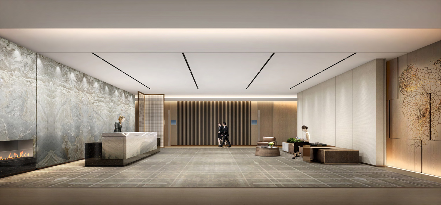 巢湖槐林漁具有限公司4000平方辦公樓前臺(tái)裝修案例(圖1) 前臺(tái)1.jpg